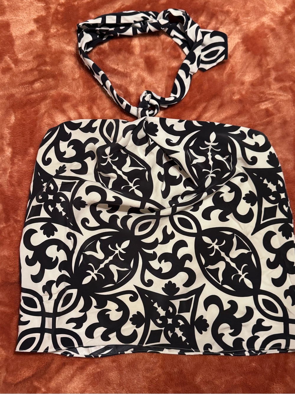INC International Concepts Black and White Printed Halter Top